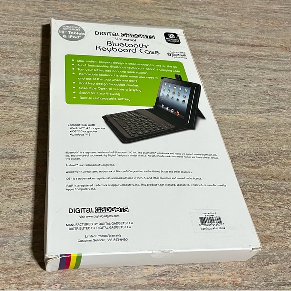 NIB Digital Gadgets Universal Bluetooth wire free keyboard case - Picture 2 of 15